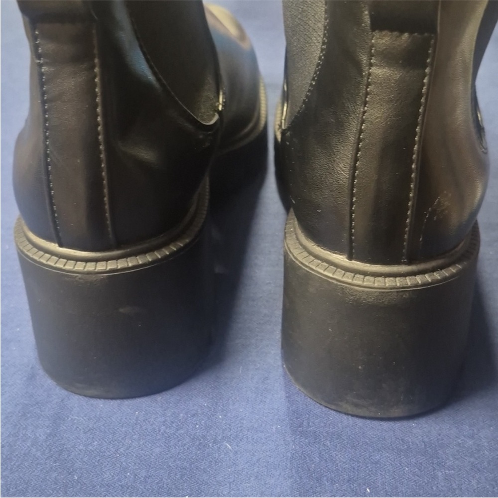 Juliet Holy Lug Sole Platform Ankle Booties Chelsea Slip On Chunky Combat Boots - Picture 8 of 11